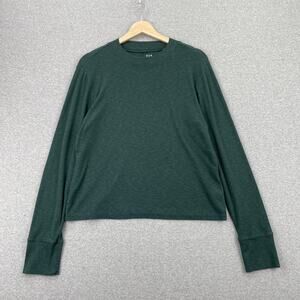 GAP Womens Essential Rib Mockneck T-Shirt Size XL Emerald Green Long Sleeve Top